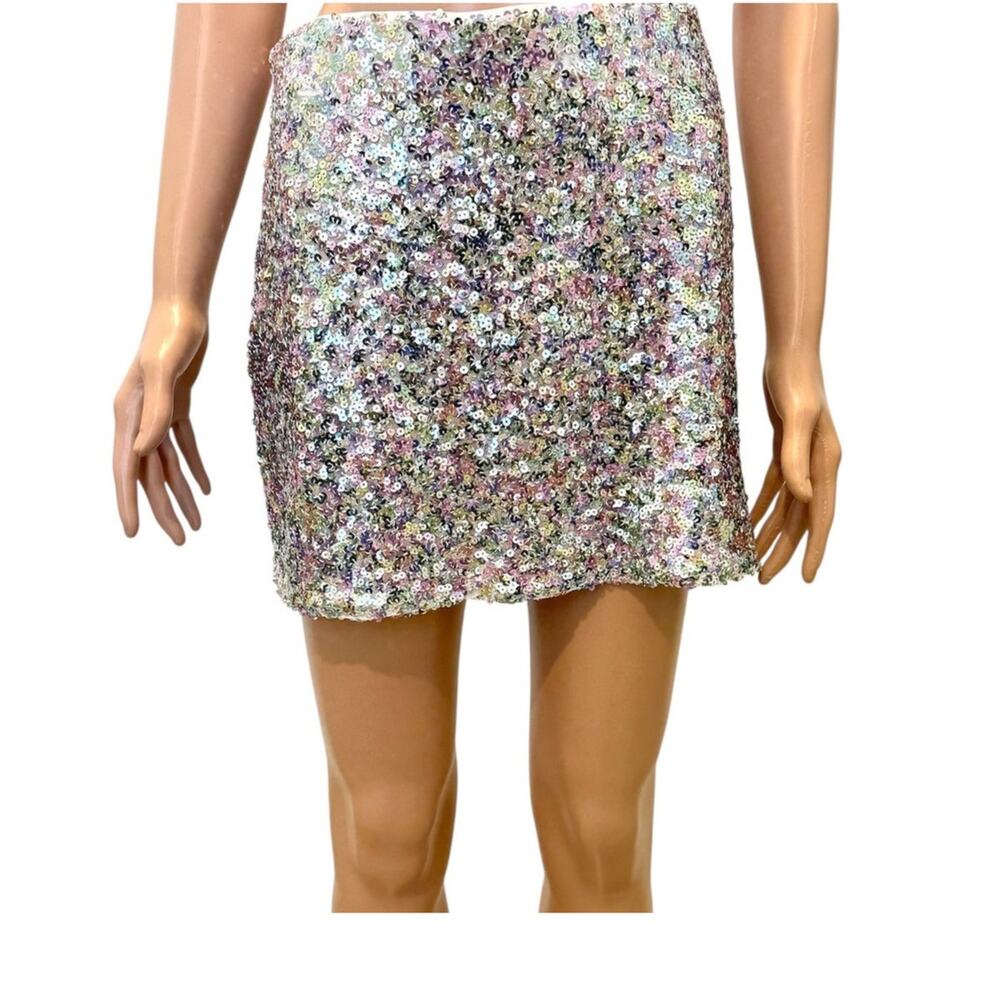 Fashion Nova XL multi color holographic sequin mini skirt SK 2864